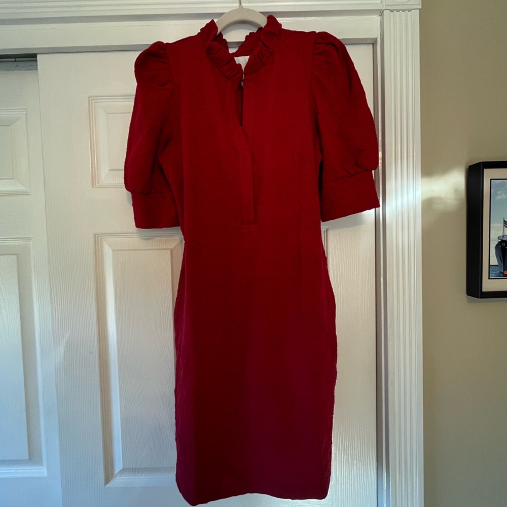 Lilly Pulitzer Elsey Popover Dress with Puff Sleeves and Mandarin Collar